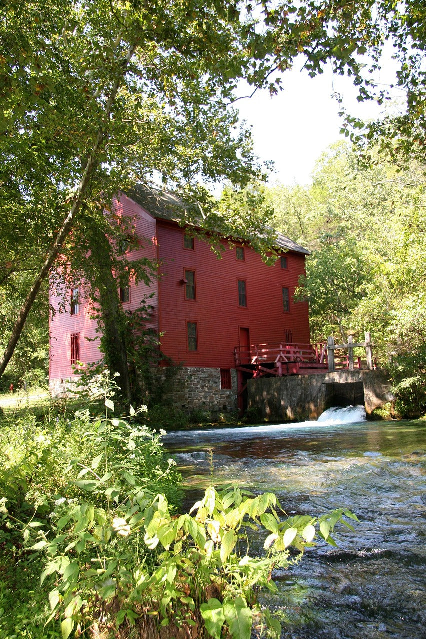 RED BARN IN FOREST